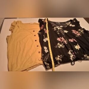 Maurices Yellow and Black Floral Blouses